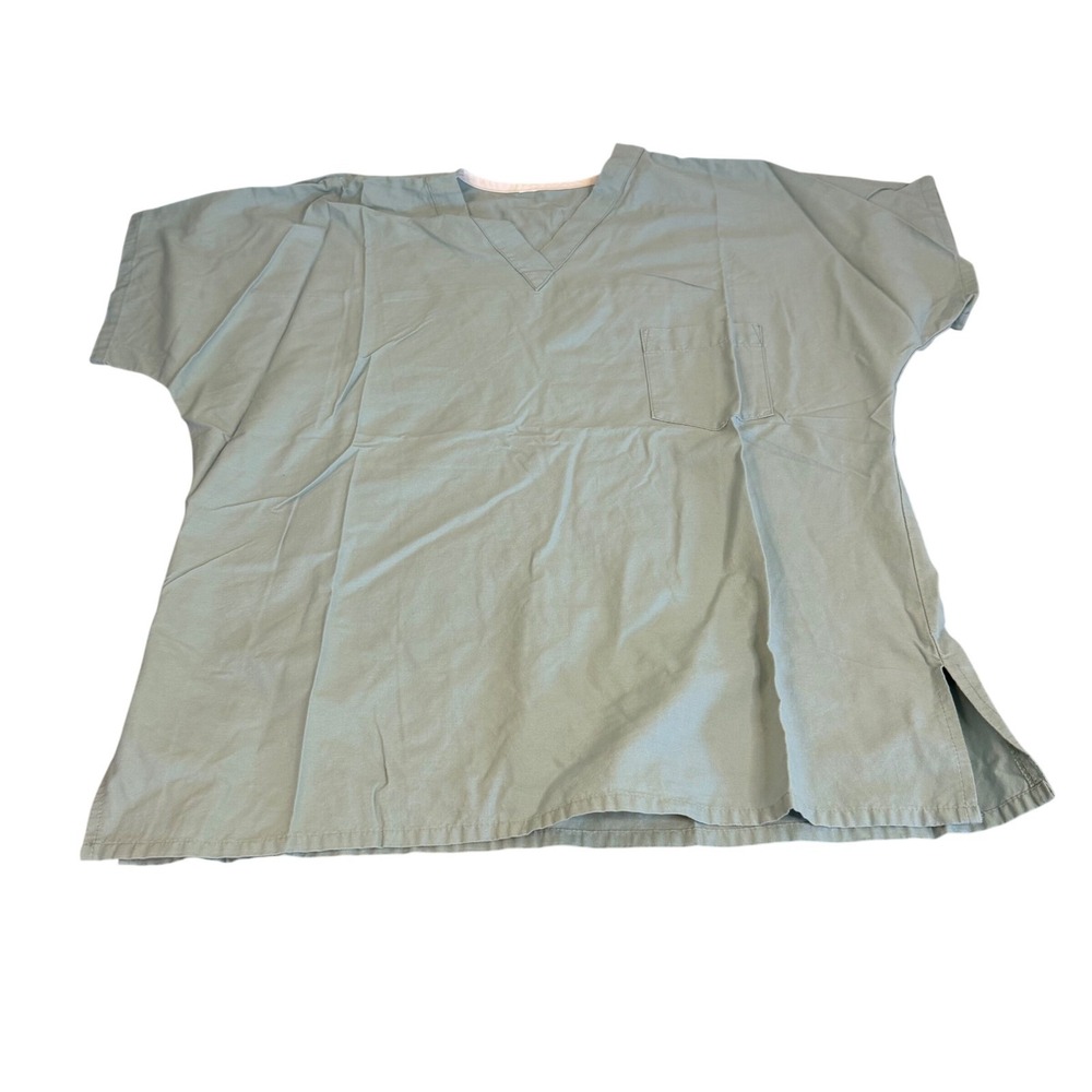 Cotton Scrubs & Co Womens Sage Green V-Neck Medical Scrub Top Oversized SizeL/XL